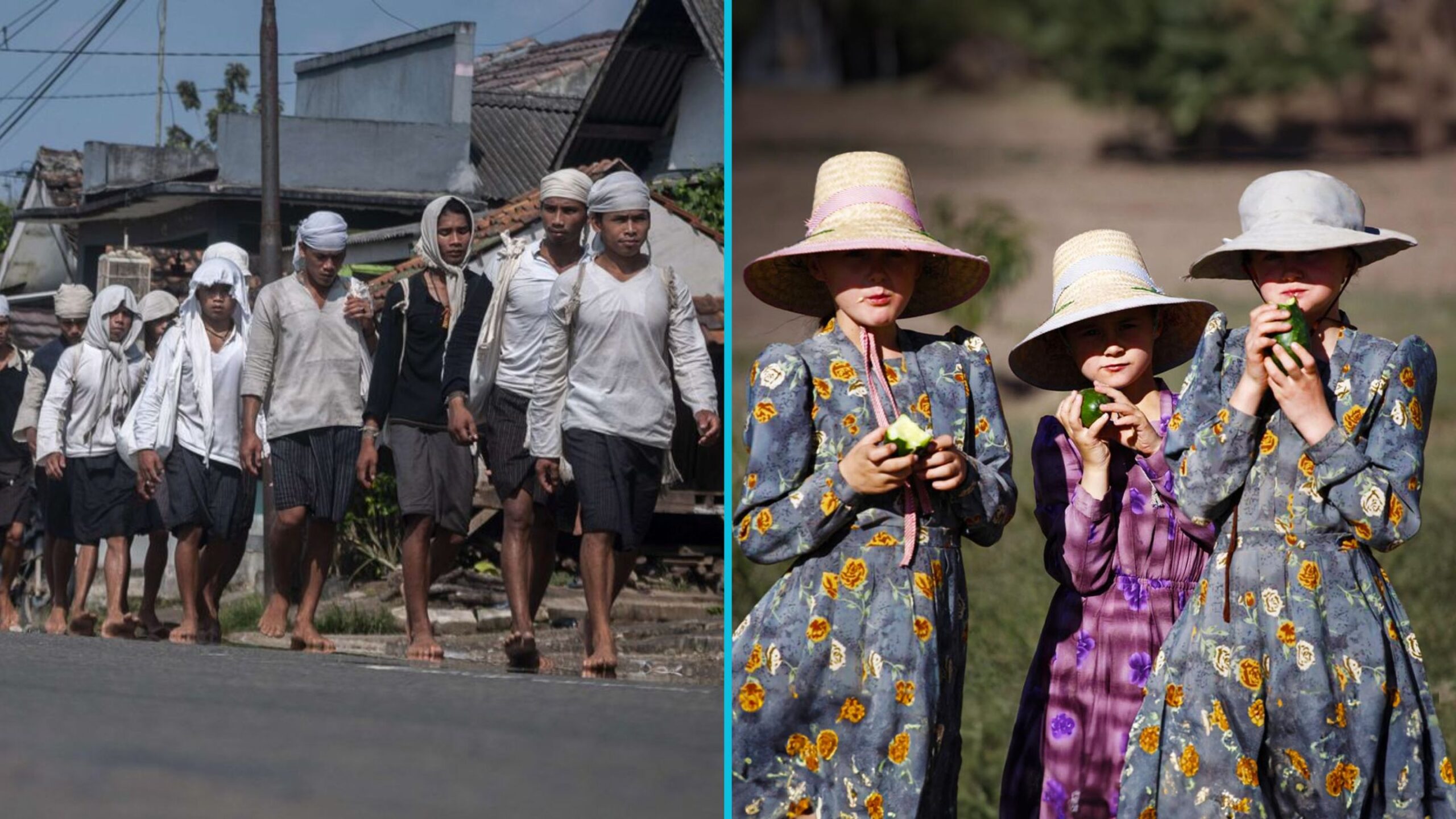 Suku Baduy Dalam di Indonesia (Kiri) & Suku Mennonite di Argentina (Kanan) (Foto: berbagai sumber)