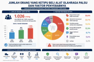 Data Grafis Jumlah Orang Tertipu Beli Alat Olahraga Palsu dan Faktor Penyebabnya.