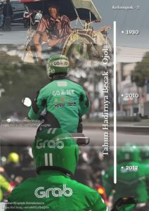 Infografis perkembangan transportasi dari becak hingga ojek online Gojek dan Grab (05/05/2026)